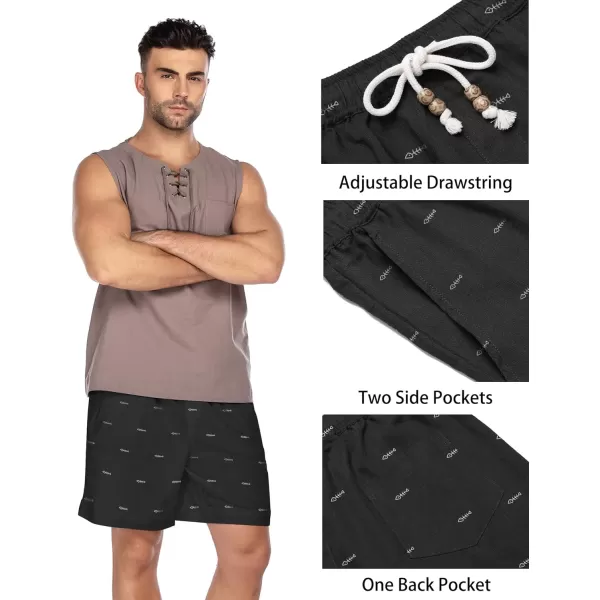 COOFANDY Men's Linen Shorts Casual Elastic Waist Drawstring Summer Beach Shorts