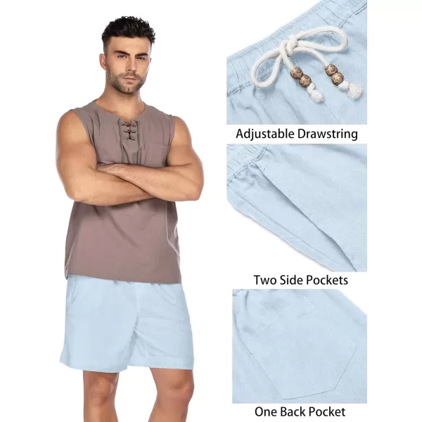 COOFANDY Men's Linen Shorts Casual Elastic Waist Drawstring Summer Beach Shorts