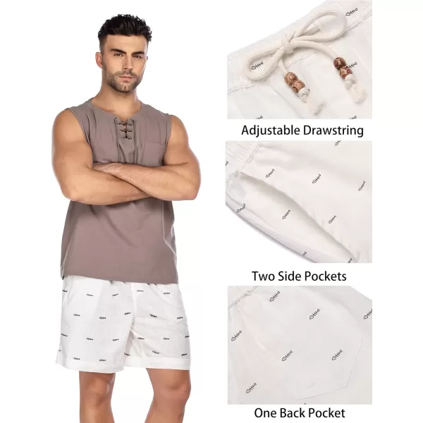 COOFANDY Men's Linen Shorts Casual Elastic Waist Drawstring Summer Beach Shorts