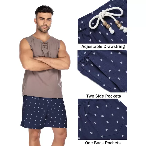 COOFANDY Men's Linen Shorts Casual Elastic Waist Drawstring Summer Beach Shorts