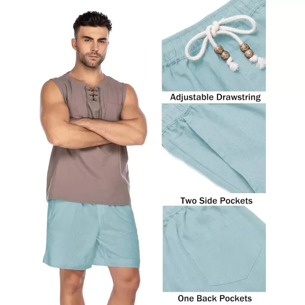 COOFANDY Men's Linen Shorts Casual Elastic Waist Drawstring Summer Beach Shorts