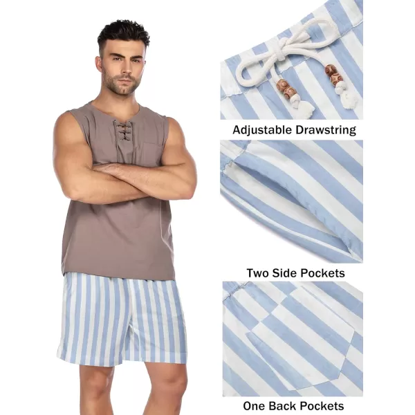 COOFANDY Men's Linen Shorts Casual Elastic Waist Drawstring Summer Beach Shorts
