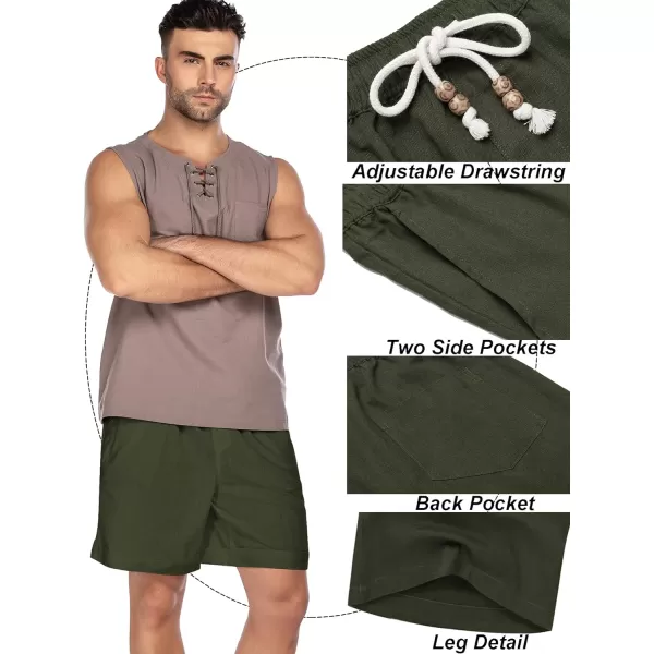 COOFANDY Men's Linen Shorts Casual Elastic Waist Drawstring Summer Beach Shorts