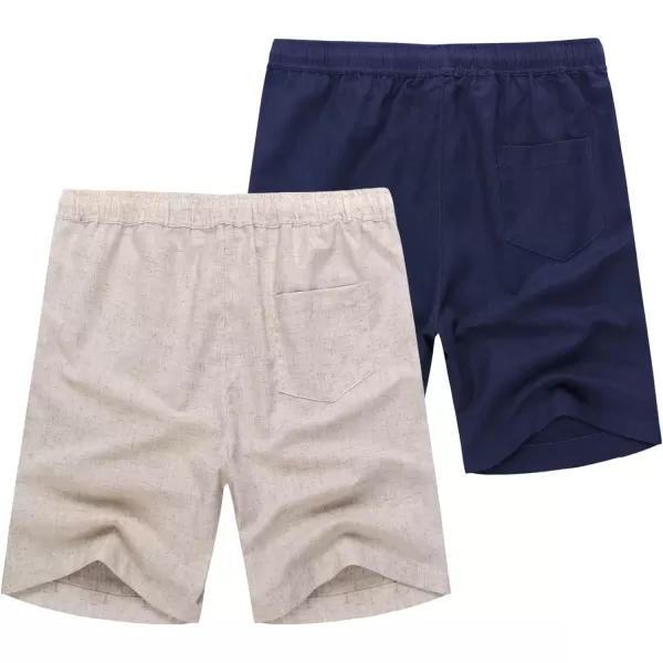 COOFANDY Men's Linen Shorts Casual Elastic Waist Drawstring Summer Beach Shorts