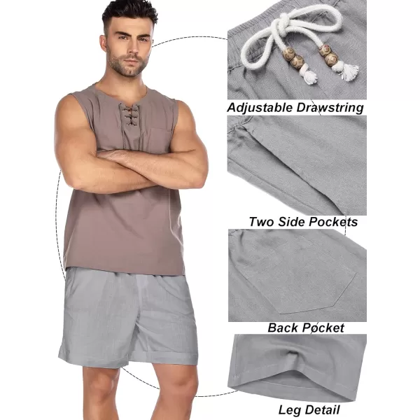 COOFANDY Men's Linen Shorts Casual Elastic Waist Drawstring Summer Beach Shorts