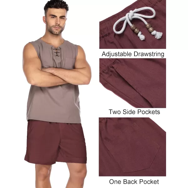 COOFANDY Men's Linen Shorts Casual Elastic Waist Drawstring Summer Beach Shorts