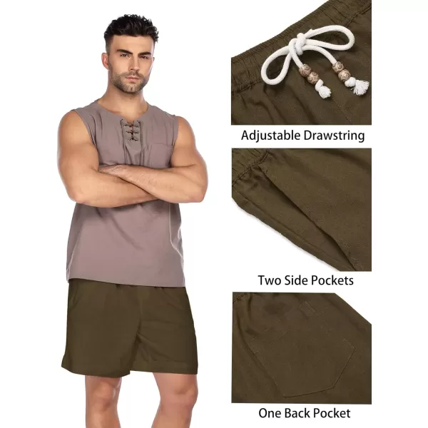 COOFANDY Men's Linen Shorts Casual Elastic Waist Drawstring Summer Beach Shorts