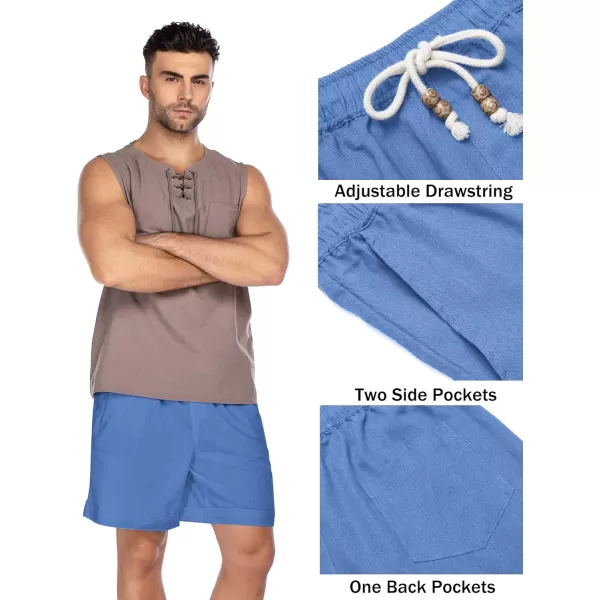 COOFANDY Men's Linen Shorts Casual Elastic Waist Drawstring Summer Beach Shorts