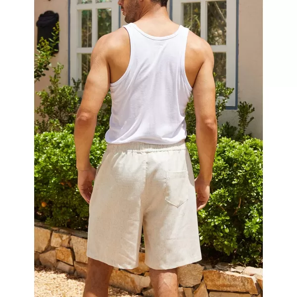 COOFANDY Men's Linen Shorts Casual Elastic Waist Drawstring Summer Beach Shorts