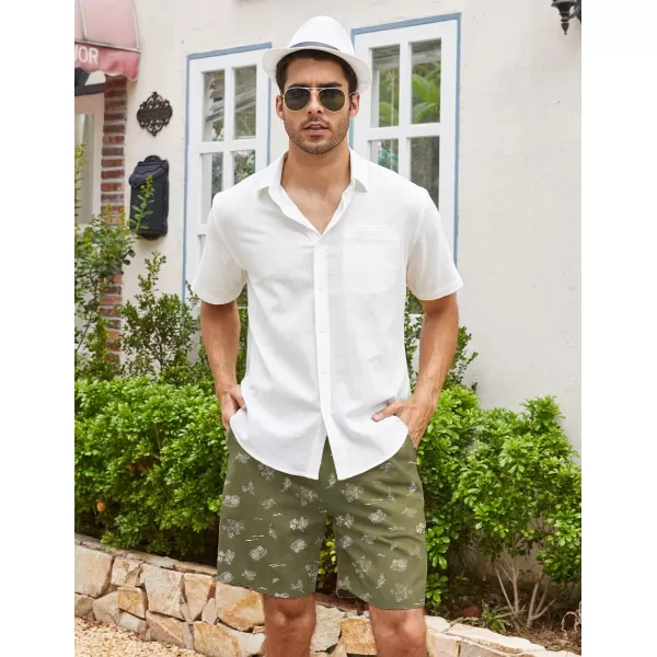 COOFANDY Men's Linen Shorts Casual Elastic Waist Drawstring Summer Beach Shorts