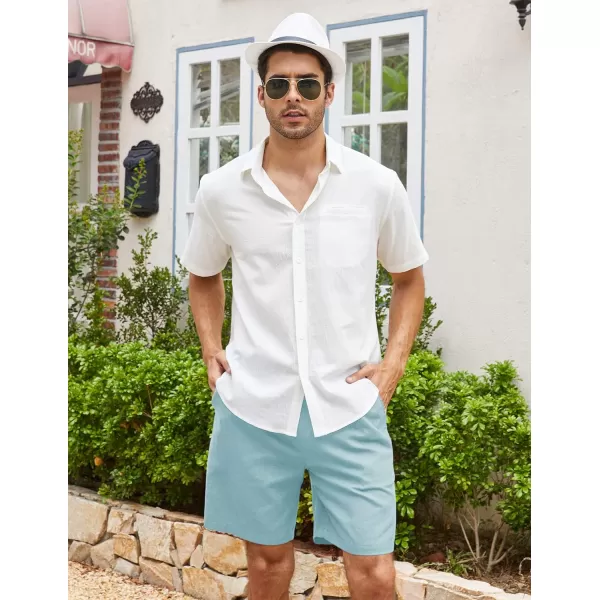 COOFANDY Men's Linen Shorts Casual Elastic Waist Drawstring Summer Beach Shorts