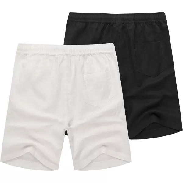 COOFANDY Men's Linen Shorts Casual Elastic Waist Drawstring Summer Beach Shorts