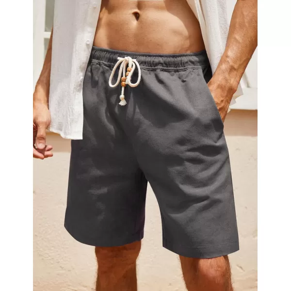 COOFANDY Men's Linen Shorts Casual Elastic Waist Drawstring Summer Beach Shorts