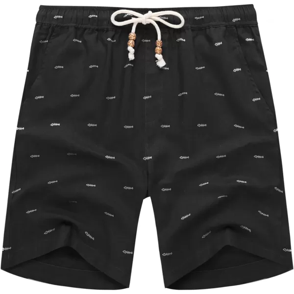 COOFANDY Men's Linen Shorts Casual Elastic Waist Drawstring Summer Beach Shorts