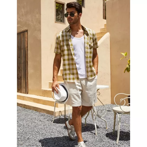 COOFANDY Men's Linen Shorts Casual Elastic Waist Drawstring Summer Beach Shorts