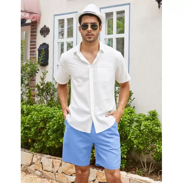 COOFANDY Men's Linen Shorts Casual Elastic Waist Drawstring Summer Beach Shorts