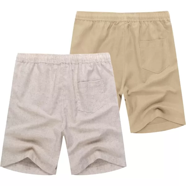 COOFANDY Men's Linen Shorts Casual Elastic Waist Drawstring Summer Beach Shorts