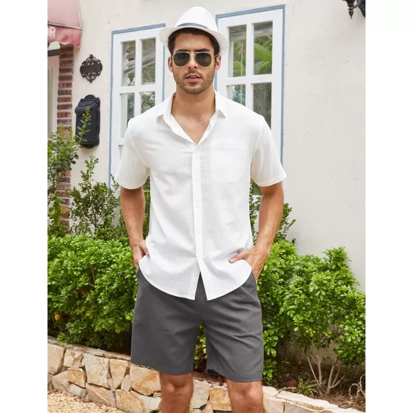 COOFANDY Men's Linen Shorts Casual Elastic Waist Drawstring Summer Beach Shorts