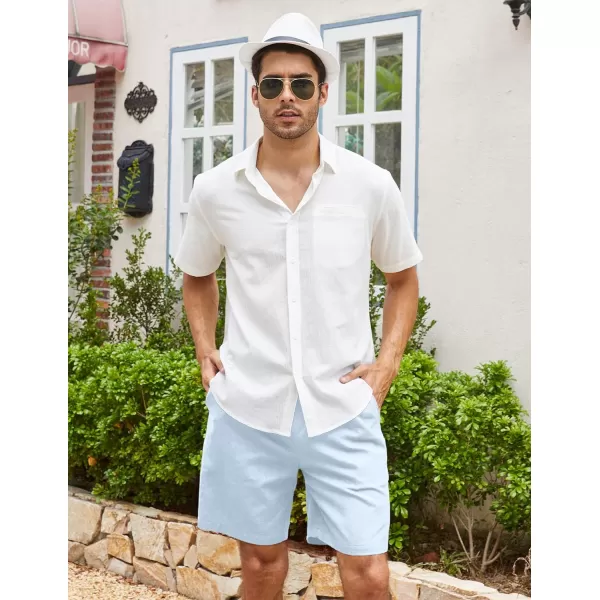 COOFANDY Men's Linen Shorts Casual Elastic Waist Drawstring Summer Beach Shorts