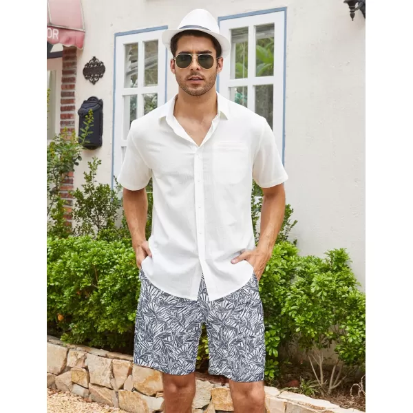 COOFANDY Men's Linen Shorts Casual Elastic Waist Drawstring Summer Beach Shorts