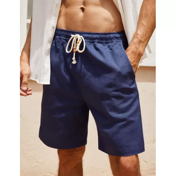 COOFANDY Men's Linen Shorts Casual Elastic Waist Drawstring Summer Beach Shorts