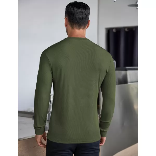 COOFANDY Men's Long Sleeve Henley Shirts Stretch Ribbed T-Shirts Fashion Casual Basic Tops
