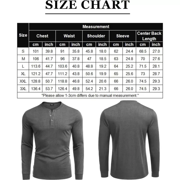 COOFANDY Men's Long Sleeve Henley Shirts Stretch Ribbed T-Shirts Fashion Casual Basic Tops