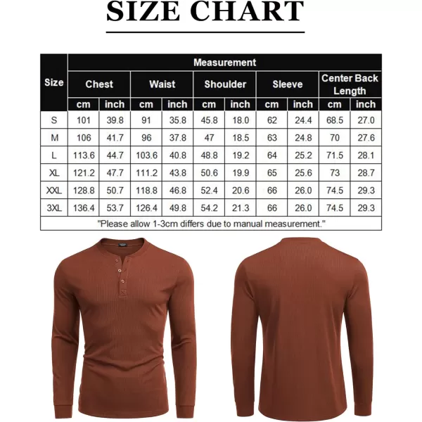 COOFANDY Men's Long Sleeve Henley Shirts Stretch Ribbed T-Shirts Fashion Casual Basic Tops