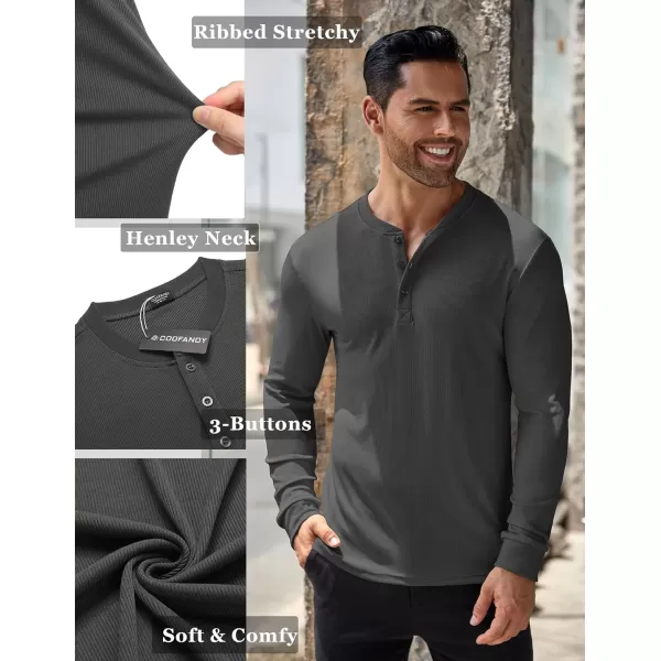 COOFANDY Men's Long Sleeve Henley Shirts Stretch Ribbed T-Shirts Fashion Casual Basic Tops