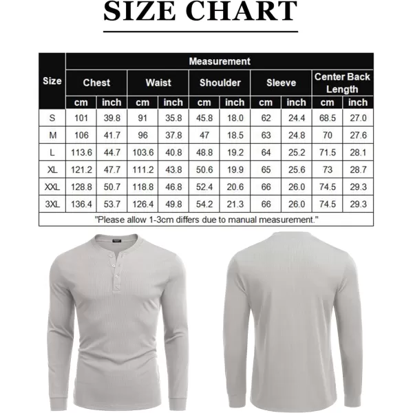 COOFANDY Men's Long Sleeve Henley Shirts Stretch Ribbed T-Shirts Fashion Casual Basic Tops