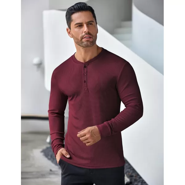 COOFANDY Men's Long Sleeve Henley Shirts Stretch Ribbed T-Shirts Fashion Casual Basic Tops