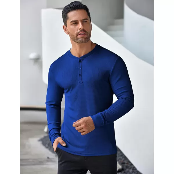 COOFANDY Men's Long Sleeve Henley Shirts Stretch Ribbed T-Shirts Fashion Casual Basic Tops