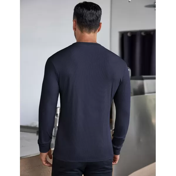 COOFANDY Men's Long Sleeve Henley Shirts Stretch Ribbed T-Shirts Fashion Casual Basic Tops
