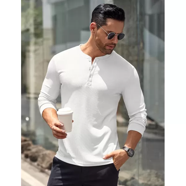 COOFANDY Men's Long Sleeve Henley Shirts Stretch Ribbed T-Shirts Fashion Casual Basic Tops