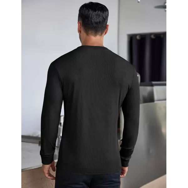 COOFANDY Men's Long Sleeve Henley Shirts Stretch Ribbed T-Shirts Fashion Casual Basic Tops