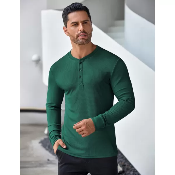 COOFANDY Men's Long Sleeve Henley Shirts Stretch Ribbed T-Shirts Fashion Casual Basic Tops