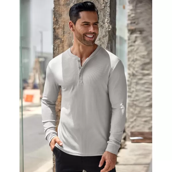 COOFANDY Men's Long Sleeve Henley Shirts Stretch Ribbed T-Shirts Fashion Casual Basic Tops