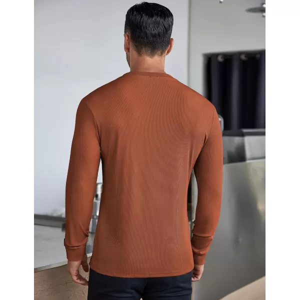 COOFANDY Men's Long Sleeve Henley Shirts Stretch Ribbed T-Shirts Fashion Casual Basic Tops