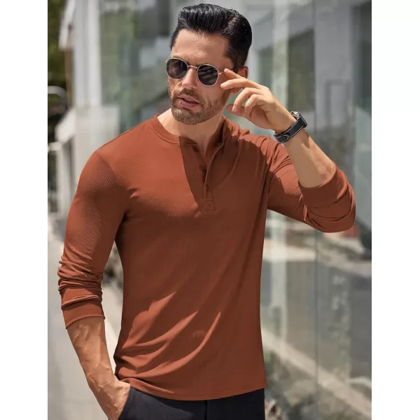 COOFANDY Men's Long Sleeve Henley Shirts Stretch Ribbed T-Shirts Fashion Casual Basic Tops