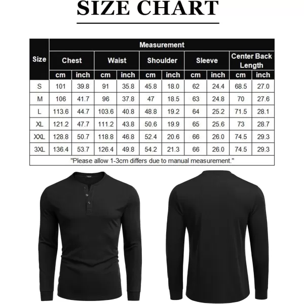 COOFANDY Men's Long Sleeve Henley Shirts Stretch Ribbed T-Shirts Fashion Casual Basic Tops