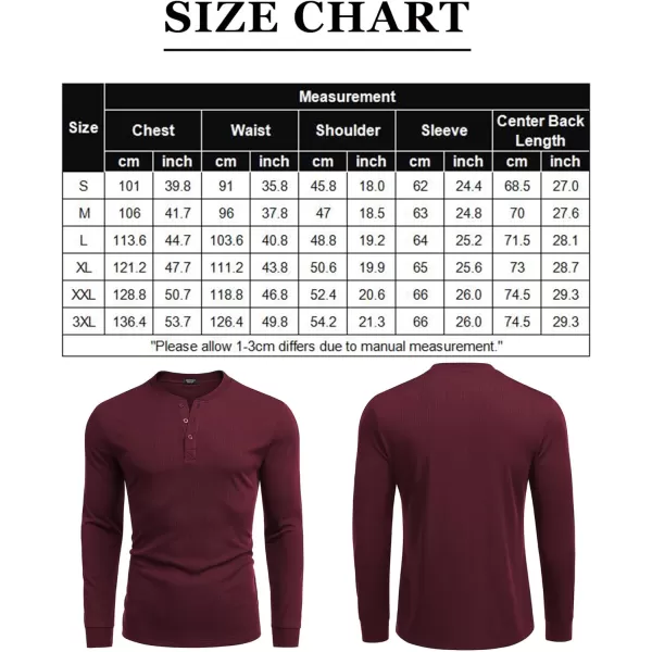 COOFANDY Men's Long Sleeve Henley Shirts Stretch Ribbed T-Shirts Fashion Casual Basic Tops