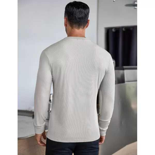 COOFANDY Men's Long Sleeve Henley Shirts Stretch Ribbed T-Shirts Fashion Casual Basic Tops