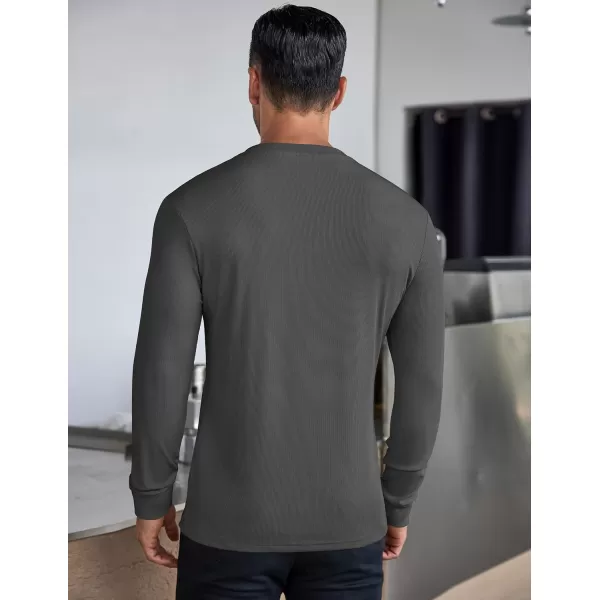 COOFANDY Men's Long Sleeve Henley Shirts Stretch Ribbed T-Shirts Fashion Casual Basic Tops
