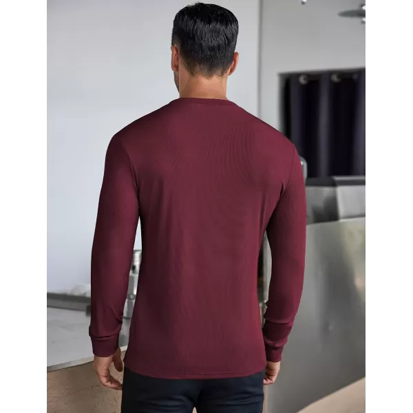 COOFANDY Men's Long Sleeve Henley Shirts Stretch Ribbed T-Shirts Fashion Casual Basic Tops