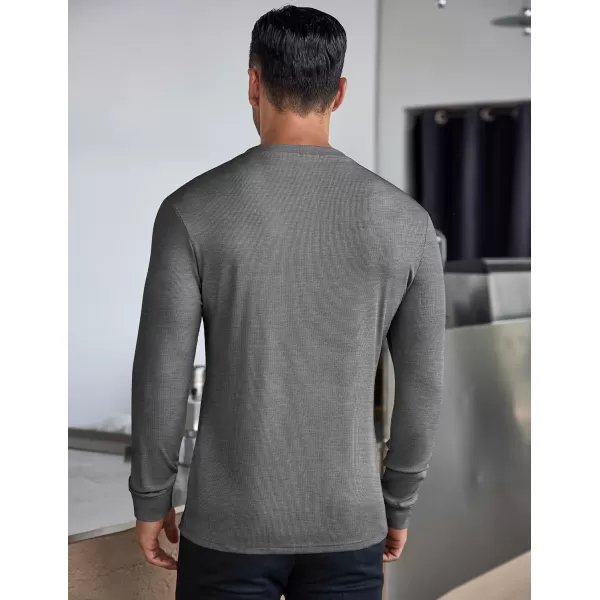 COOFANDY Men's Long Sleeve Henley Shirts Stretch Ribbed T-Shirts Fashion Casual Basic Tops