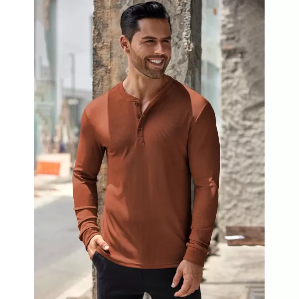 COOFANDY Men's Long Sleeve Henley Shirts Stretch Ribbed T-Shirts Fashion Casual Basic Tops