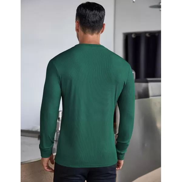 COOFANDY Men's Long Sleeve Henley Shirts Stretch Ribbed T-Shirts Fashion Casual Basic Tops