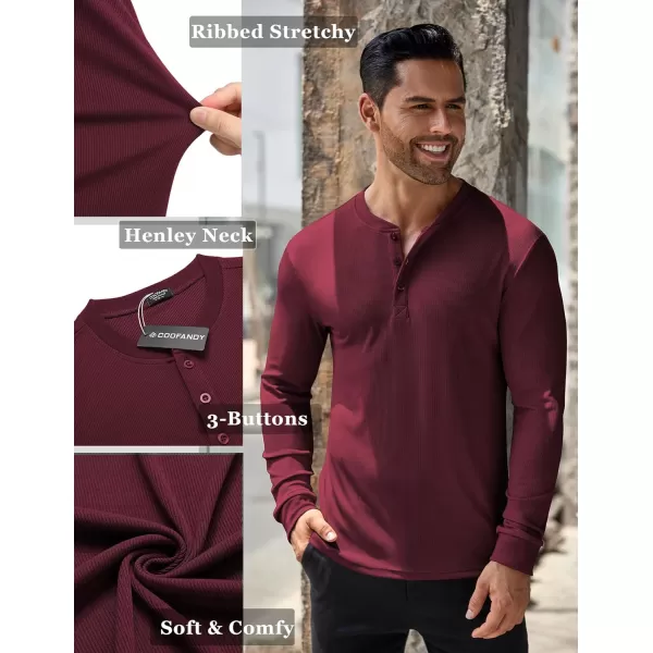 COOFANDY Men's Long Sleeve Henley Shirts Stretch Ribbed T-Shirts Fashion Casual Basic Tops