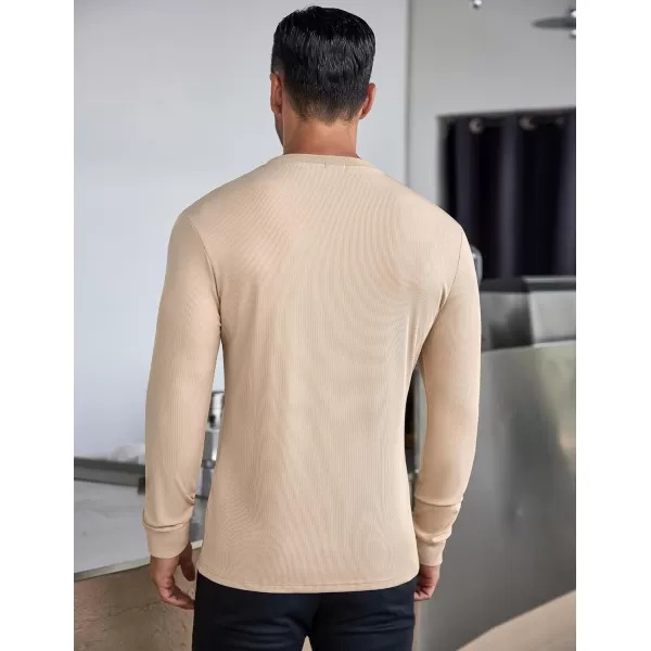COOFANDY Men's Long Sleeve Henley Shirts Stretch Ribbed T-Shirts Fashion Casual Basic Tops