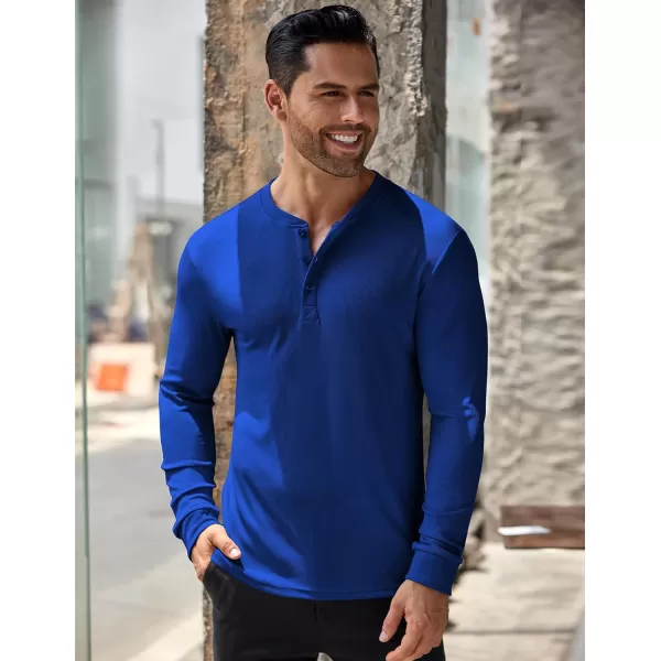 COOFANDY Men's Long Sleeve Henley Shirts Stretch Ribbed T-Shirts Fashion Casual Basic Tops